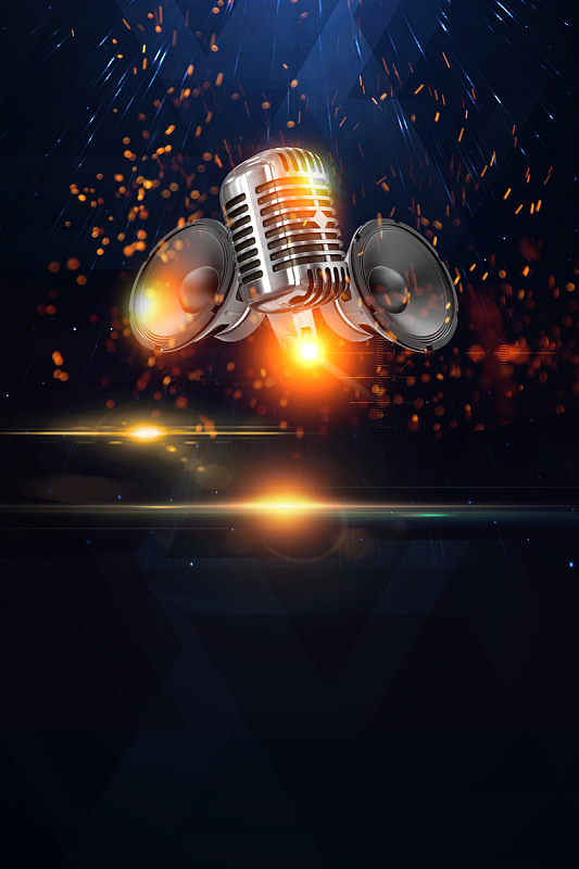 麦克风微商金色海报设计背景