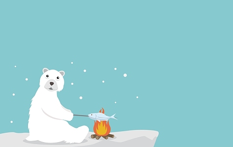 矢量扁平化冬季冰雪世界北极背景素材