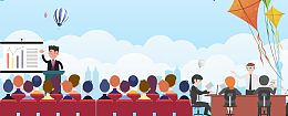 企业辩论赛手绘扁平蓝色banner