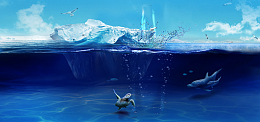 蓝色大海海洋冰山背景banner