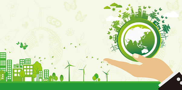 卡通手绘地球日文艺小清新环保绿色背景素材