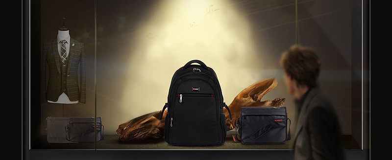 男神节箱包大促销灯光渐变背景