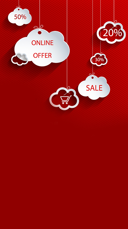 红色装饰云朵矢量图H5背景