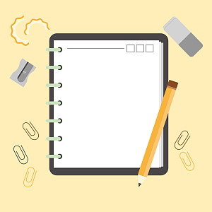 卡通扁平教育笔记背景文具海报背景素材