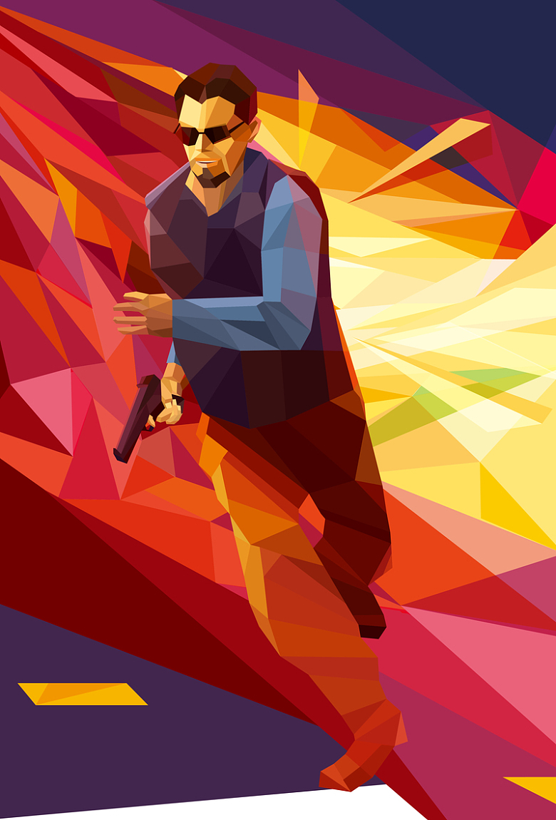 扁平化动作明星电影海报图片免费下载_觅元素