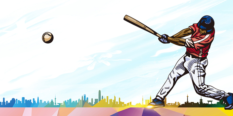 手绘人物棒球运动体育宣传海报背景素材