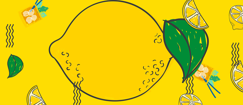 创意柠檬汁卡通手绘几何黄色背景