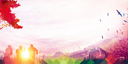 怀旧风彩色剪影老同学会海报背景素材