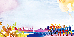 春季运动会剪影海报背景