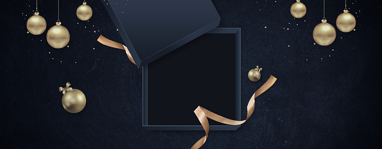 圣诞节黑金丝带黑色banner