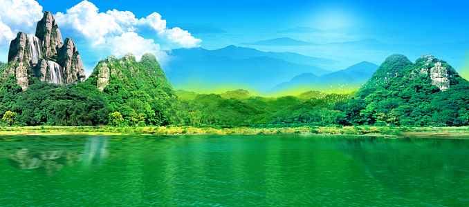 绿色风景海报背景
