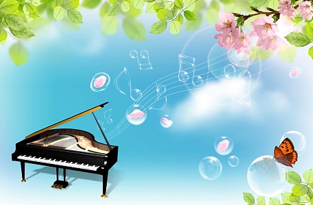 清新钢琴音乐海报背景素材
