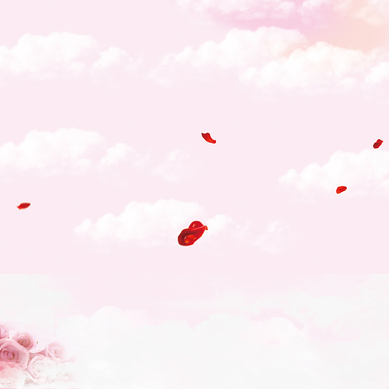 粉色浪漫玫瑰花白云云彩背景