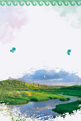 绿色简约保护湿地宣传海报