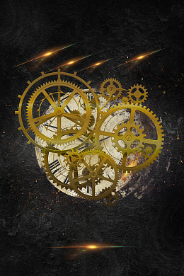 黑金大气简约齿轮时间观念励志海报背景素材