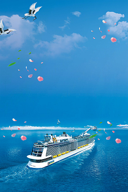 清新简约游轮旅游海报背景素材