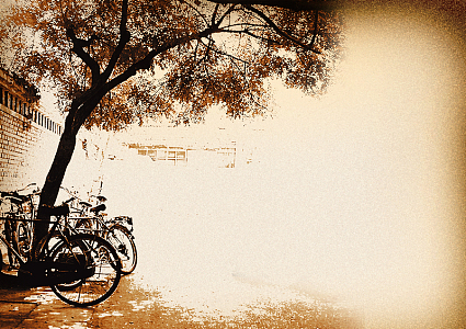 旧城墙大树怀旧海报背景