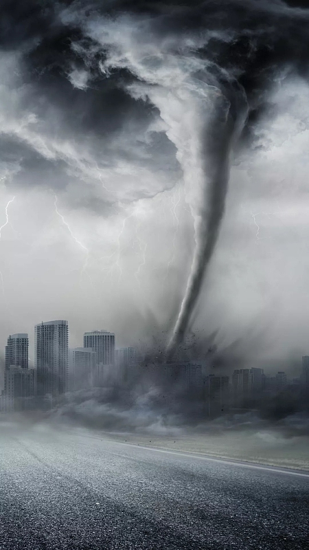 黑色科幻龙卷风末日风景h5背景