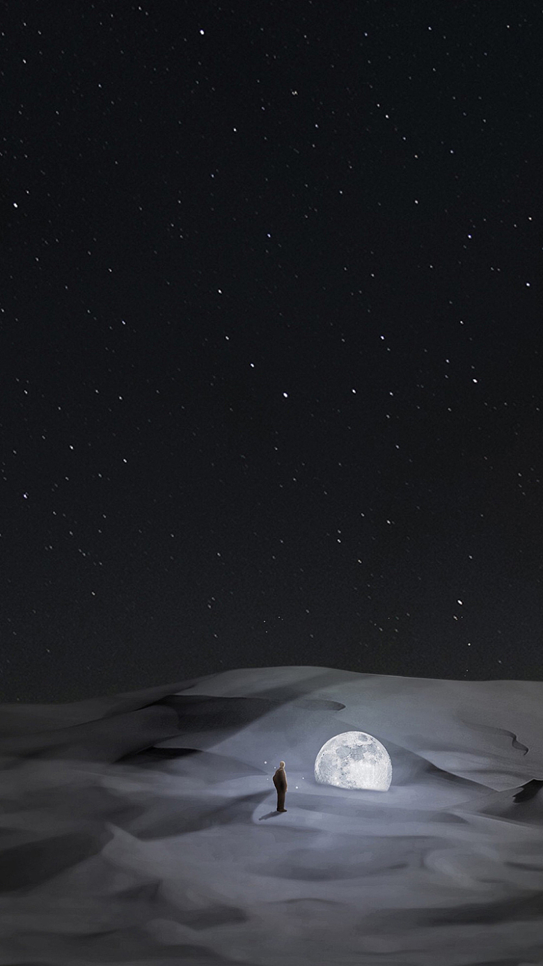 夜晚月亮星球手机端H5背景