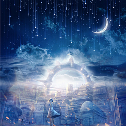 星空下的和谐幸福展板背景素材