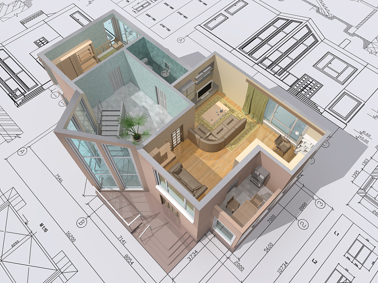 3D立体房屋模型背景
