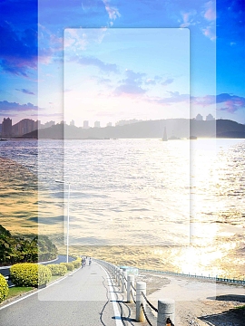 蓝色彩色唯美厦门鼓浪屿旅游海报背景模板