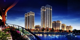 江景房产海报背景图片