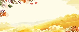 秋分文艺小清新树叶黄色banner