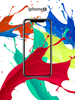 油漆喷溅iphoneX预售海报背景psd