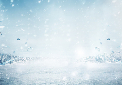 蓝色冰天雪地冰晶雪花飞舞背景素材