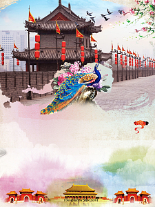 古城西安旅游海报背景