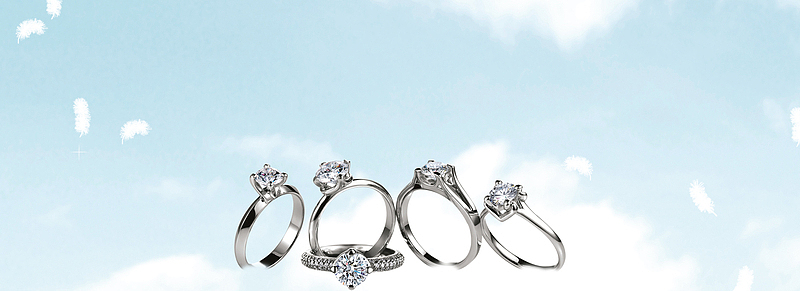 珠宝戒指小清新蓝色banner背景