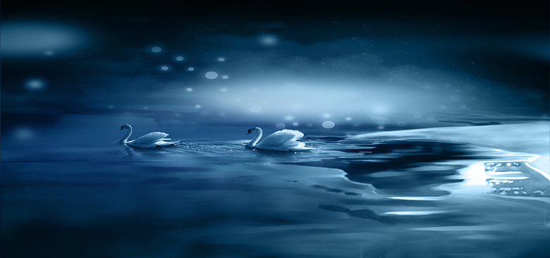冰川河水天鹅大气蓝色淘宝海报背景