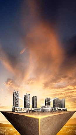 金色黑色都市地产H5背景素材