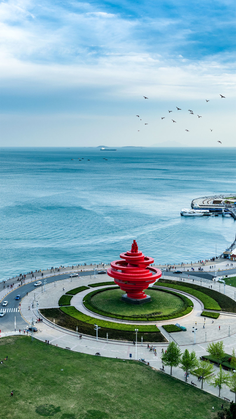 青岛五四广场山东旅游h5背景素材