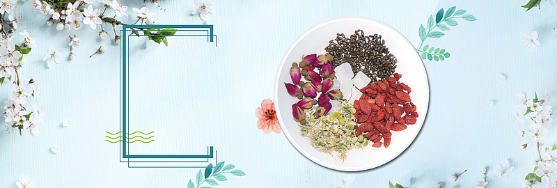 花茶清新蓝色海报背景banner