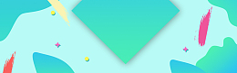 蓝青色小清新简约三角树叶banner背景