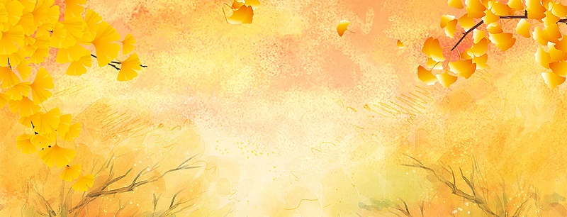 黄树林小清新文艺黄色背景