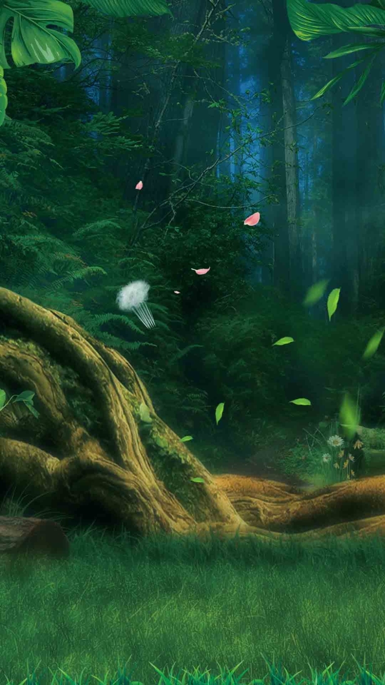 绿色森系家用电器psd分层h5背景素材