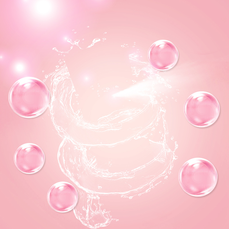 粉色透明气泡化妆品PSD分层主图背景素材