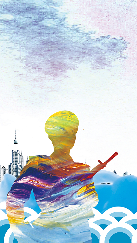 简约彩色海军开学季军训H5背景素材