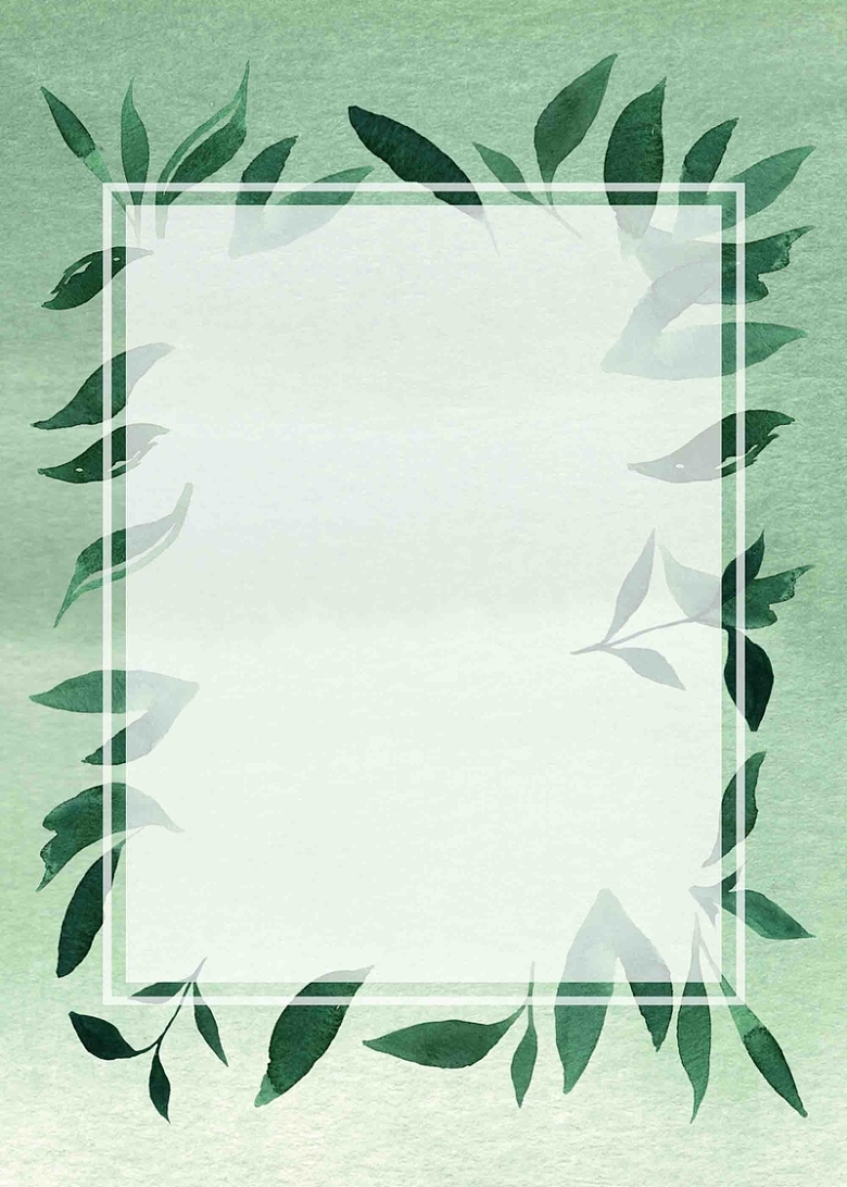 美式手绘水彩森林水墨森林贺卡绿色海报背景