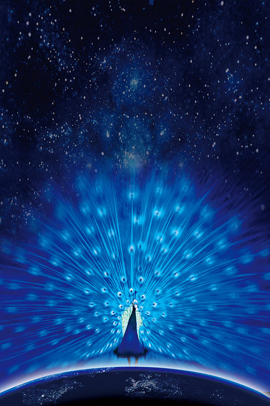 唯美孔雀开屏海报背景模板