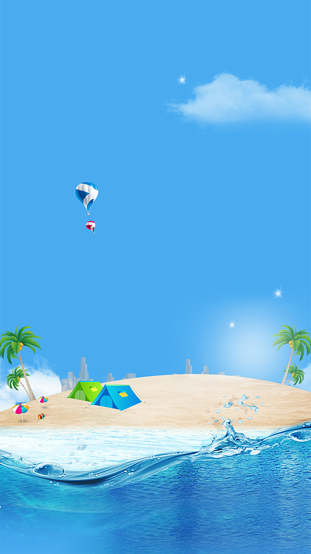 清爽夏季促销h5海报背景psd分层下载