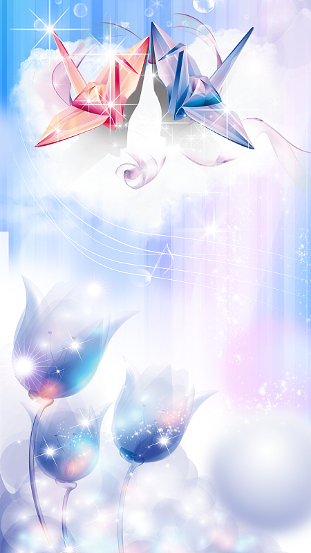 紫色梦幻千纸鹤h5背景