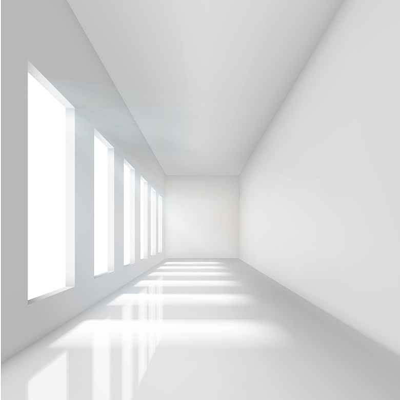 3D白色室内走廊背景