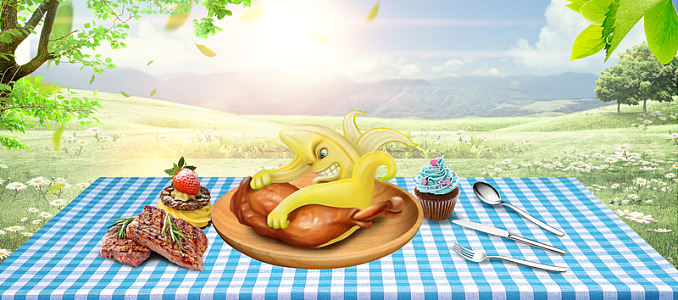 清新户外野餐风景banner