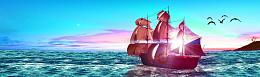 天空海洋船只背景banner