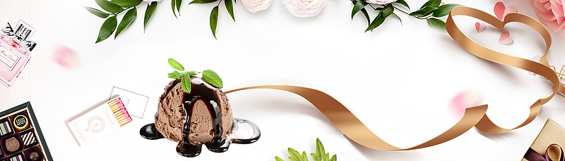 冰淇淋甜点促销丝带banner
