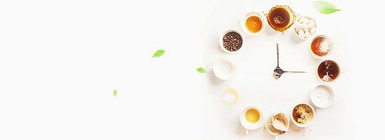 膳食均衡时钟简约白色绿叶banner